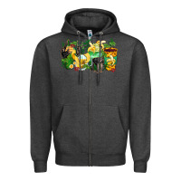 Charcoal Heather monkey coffee cups Zipper Hoodie - Zillion Design Studio