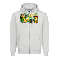Dove Grey monkey coffee cups Zipper Hoodie - Zillion Design Studio