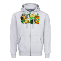 Heather Grey monkey coffee cups Zipper Hoodie - Zillion Design Studio
