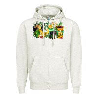 Oatmeal Heather monkey coffee cups Zipper Hoodie - Zillion Design Studio