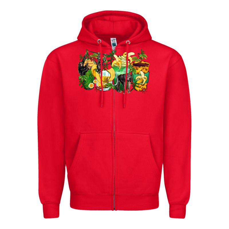 Monkey Coffee Cups Zipper Hoodie by Zillion Design Studio | Teevron