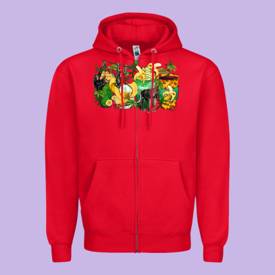 Monkey Coffee Cups Zipper Hoodie Designed By Zillion Design Studio