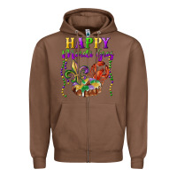 Chestnut Happy Mardi Gras Fleur De Lis King Cake Crawfish Zipper Hoodie - RanaPortraitStore