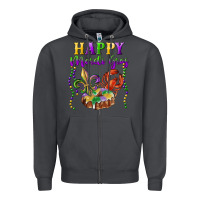 Smoke Happy Mardi Gras Fleur De Lis King Cake Crawfish Zipper Hoodie - RanaPortraitStore