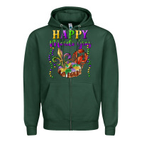 Sports Green Happy Mardi Gras Fleur De Lis King Cake Crawfish Zipper Hoodie - RanaPortraitStore