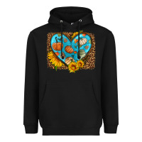 Black fall pattern heart with leopard background Heavyweight Hoodie - HRA Design Shop