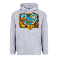 Heather Grey fall pattern heart with leopard background Heavyweight Hoodie - HRA Design Shop