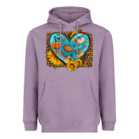 Lavender fall pattern heart with leopard background Heavyweight Hoodie - HRA Design Shop
