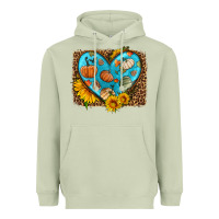 Matcha fall pattern heart with leopard background Heavyweight Hoodie - HRA Design Shop