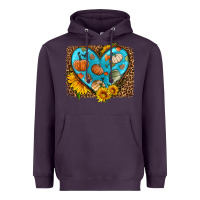 Plum fall pattern heart with leopard background Heavyweight Hoodie - HRA Design Shop