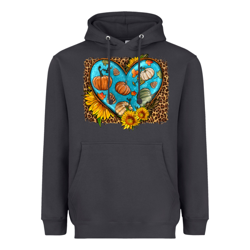 Fall Pattern Heart With Leopard Background Heavyweight Hoodie by HRA Design Shop | Teevron