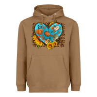 Toasted Coconut fall pattern heart with leopard background Heavyweight Hoodie - HRA Design Shop
