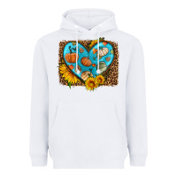 White fall pattern heart with leopard background Heavyweight Hoodie - HRA Design Shop