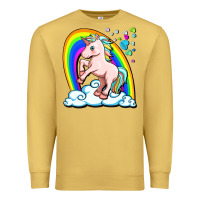 Antique Gold cute unicorn with rainbow Premium Sweatshirt - FaDigitalArtStudio