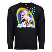 Black cute unicorn with rainbow Premium Sweatshirt - FaDigitalArtStudio