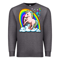Charcoal Heather cute unicorn with rainbow Premium Sweatshirt - FaDigitalArtStudio