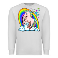 Dove Grey cute unicorn with rainbow Premium Sweatshirt - FaDigitalArtStudio