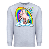 Heather Grey cute unicorn with rainbow Premium Sweatshirt - FaDigitalArtStudio