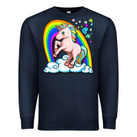 Navy cute unicorn with rainbow Premium Sweatshirt - FaDigitalArtStudio