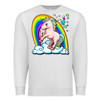 Oatmeal Heather cute unicorn with rainbow Premium Sweatshirt - FaDigitalArtStudio