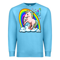 Ocean Blue cute unicorn with rainbow Premium Sweatshirt - FaDigitalArtStudio