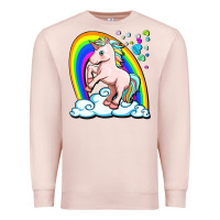 Pale Pink cute unicorn with rainbow Premium Sweatshirt - FaDigitalArtStudio