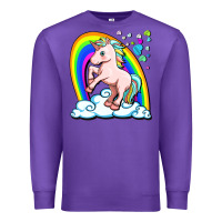 Purple cute unicorn with rainbow Premium Sweatshirt - FaDigitalArtStudio