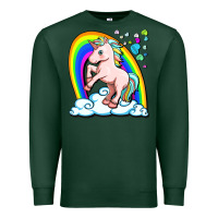 Sports Green cute unicorn with rainbow Premium Sweatshirt - FaDigitalArtStudio