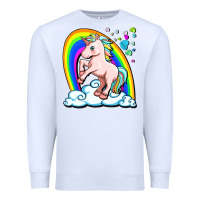 White cute unicorn with rainbow Premium Sweatshirt - FaDigitalArtStudio