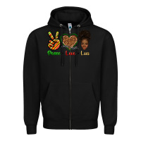 Black peace love locs Zipper Hoodie - texasbilliewilder