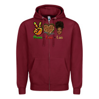Burgundy peace love locs Zipper Hoodie - texasbilliewilder