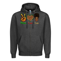 Charcoal Heather peace love locs Zipper Hoodie - texasbilliewilder