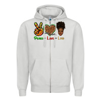 Dove Grey peace love locs Zipper Hoodie - texasbilliewilder