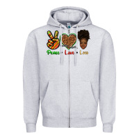 Heather Grey peace love locs Zipper Hoodie - texasbilliewilder