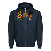 Navy peace love locs Zipper Hoodie - texasbilliewilder
