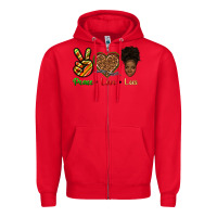 Red peace love locs Zipper Hoodie - texasbilliewilder