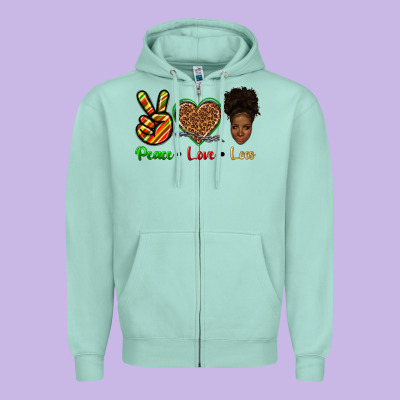 Zipper Hoodie peace love locs