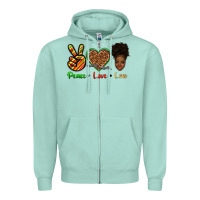 Seafoam peace love locs Zipper Hoodie - texasbilliewilder