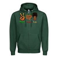 Sports Green peace love locs Zipper Hoodie - texasbilliewilder