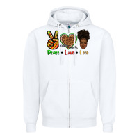 White peace love locs Zipper Hoodie - texasbilliewilder