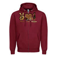 Burgundy peace love melanin Zipper Hoodie - texasbilliewilder