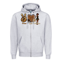 Heather Grey peace love melanin Zipper Hoodie - texasbilliewilder