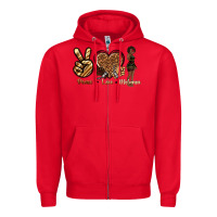 Red peace love melanin Zipper Hoodie - texasbilliewilder
