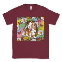 Burgundy Watercolor Easter Bunny With Daisy Classic Tee - RanaPortraitStore
