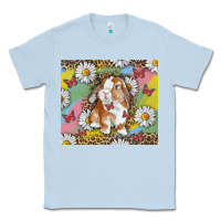 Dusty Blue Watercolor Easter Bunny With Daisy Classic Tee - RanaPortraitStore