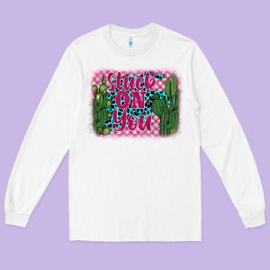 Stuck On You Cactus Long Sleeve Tee Designed By Barkaloodesign