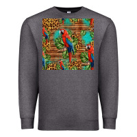 Charcoal Heather macaw parrot seamless pattern Premium Sweatshirt - HRA Design Shop