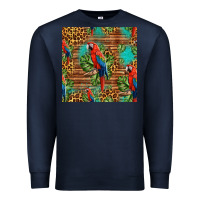 Navy macaw parrot seamless pattern Premium Sweatshirt - HRA Design Shop