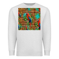 Oatmeal Heather macaw parrot seamless pattern Premium Sweatshirt - HRA Design Shop