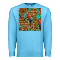 Ocean Blue macaw parrot seamless pattern Premium Sweatshirt - HRA Design Shop